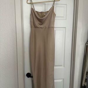 BHLDN Elegant Tan Spaghetti Strap Dress